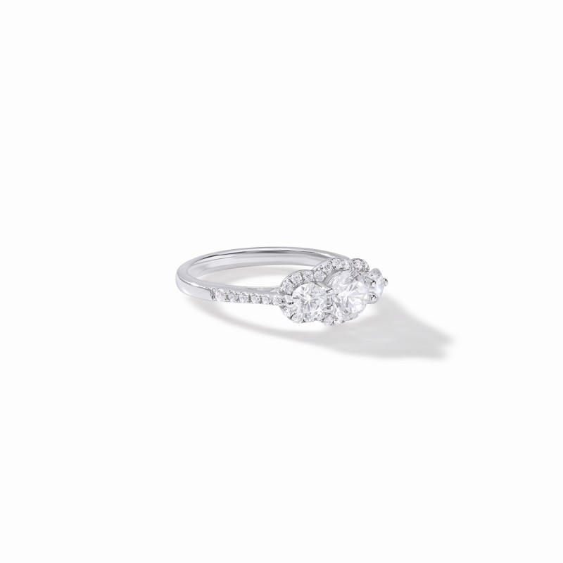  Three Stone Halo Engagement Ring 