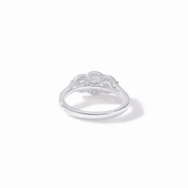  Three Stone Halo Engagement Ring 