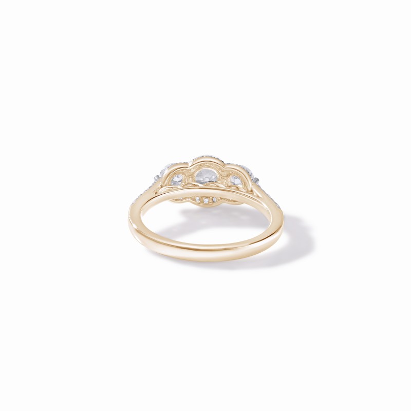  Three Stone Halo Engagement Ring 