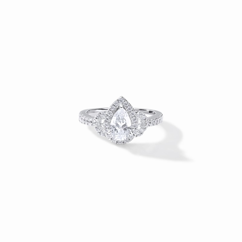  Statement Pear Halo Enagement Ring 