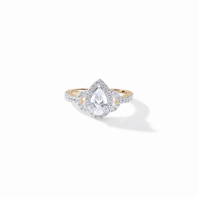  Statement Pear Halo Enagement Ring 