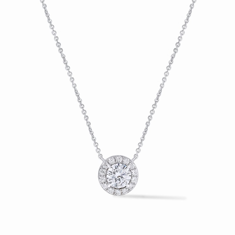 Solitaire Halo Necklace