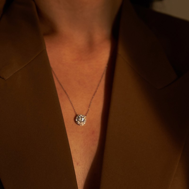 Solitaire Halo Necklace