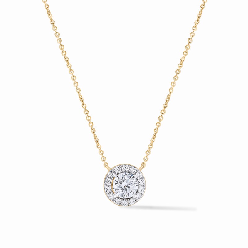 Solitaire Halo Necklace