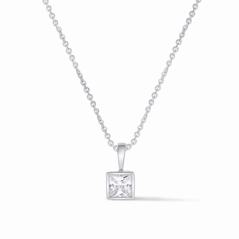 Solitaire Bezel Princess Necklace